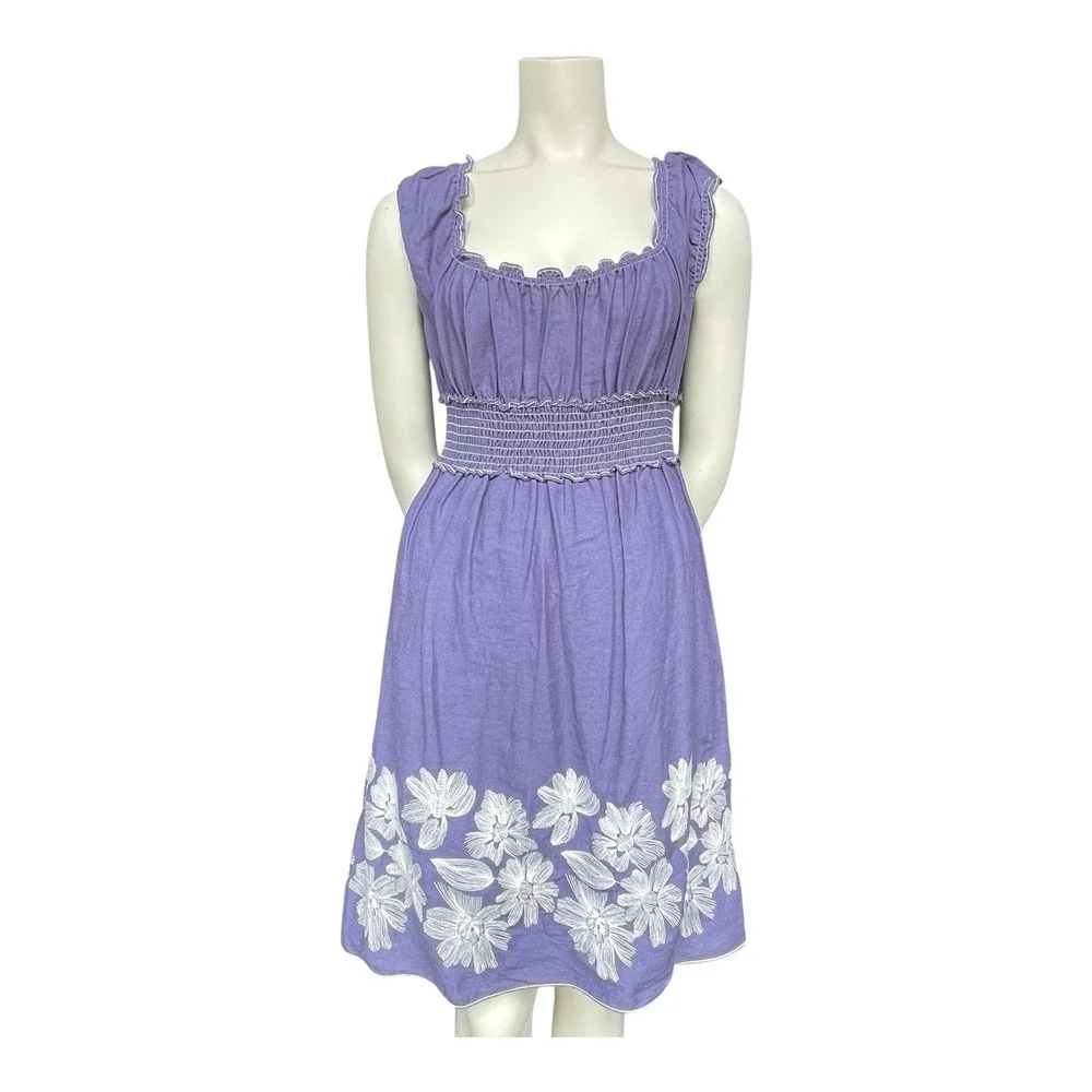 max studio embroidered dress Max Studio Square Neck Embroidered Midi Dress